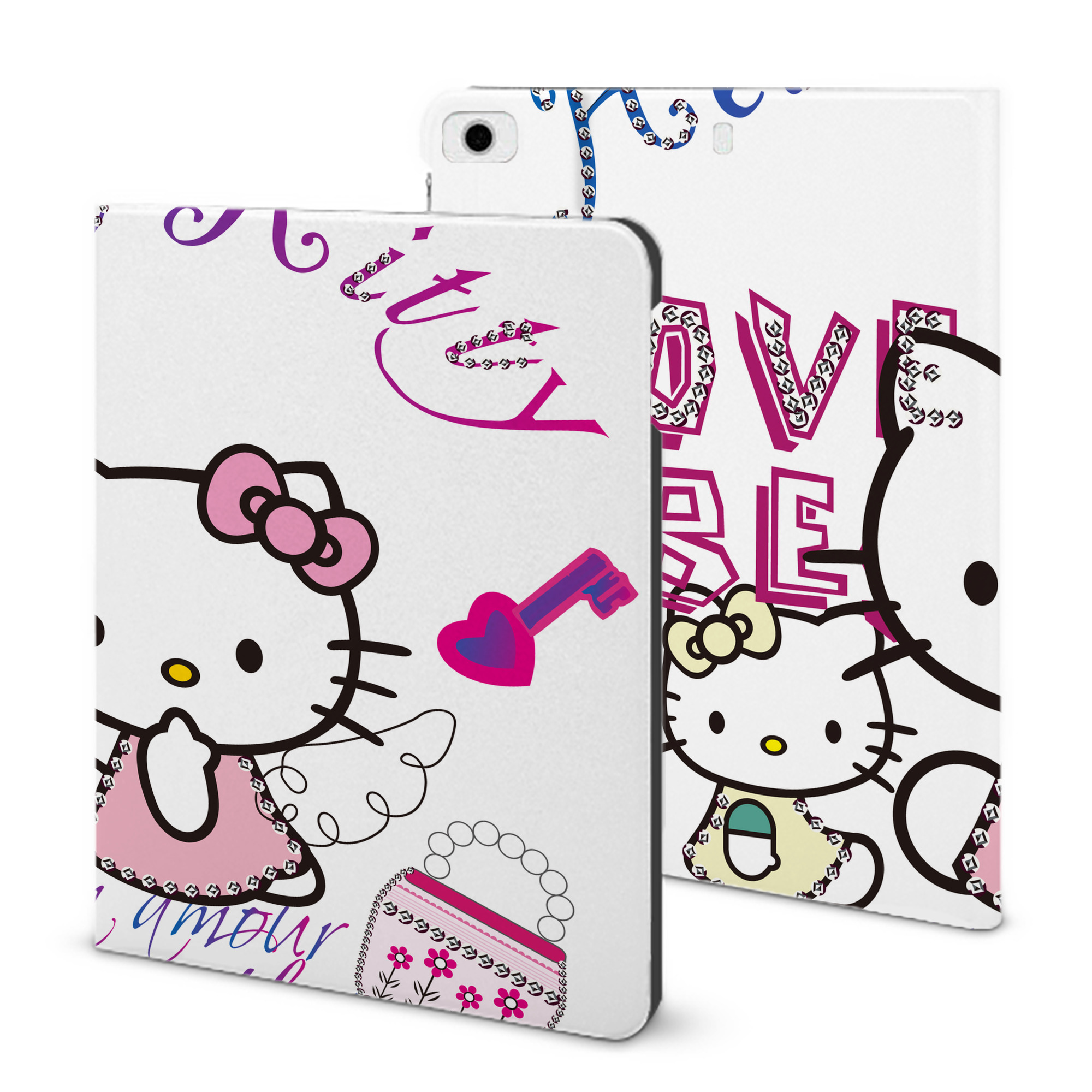（画像用） Hello Kitty ハローキティ IPad ケース ブック型 PUレザー TPU 耐衝撃 軽量 薄型 ペン収納なし 全面保護 IPad 各モデル対応